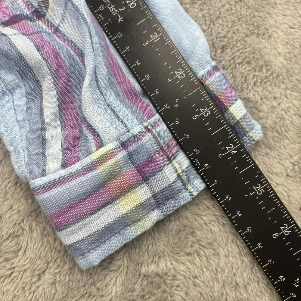 Catherines Button Up Shirt Womens 3X‎ Blue Pink Plaid Lightweight Beachy Casual - Picture 11 of 15